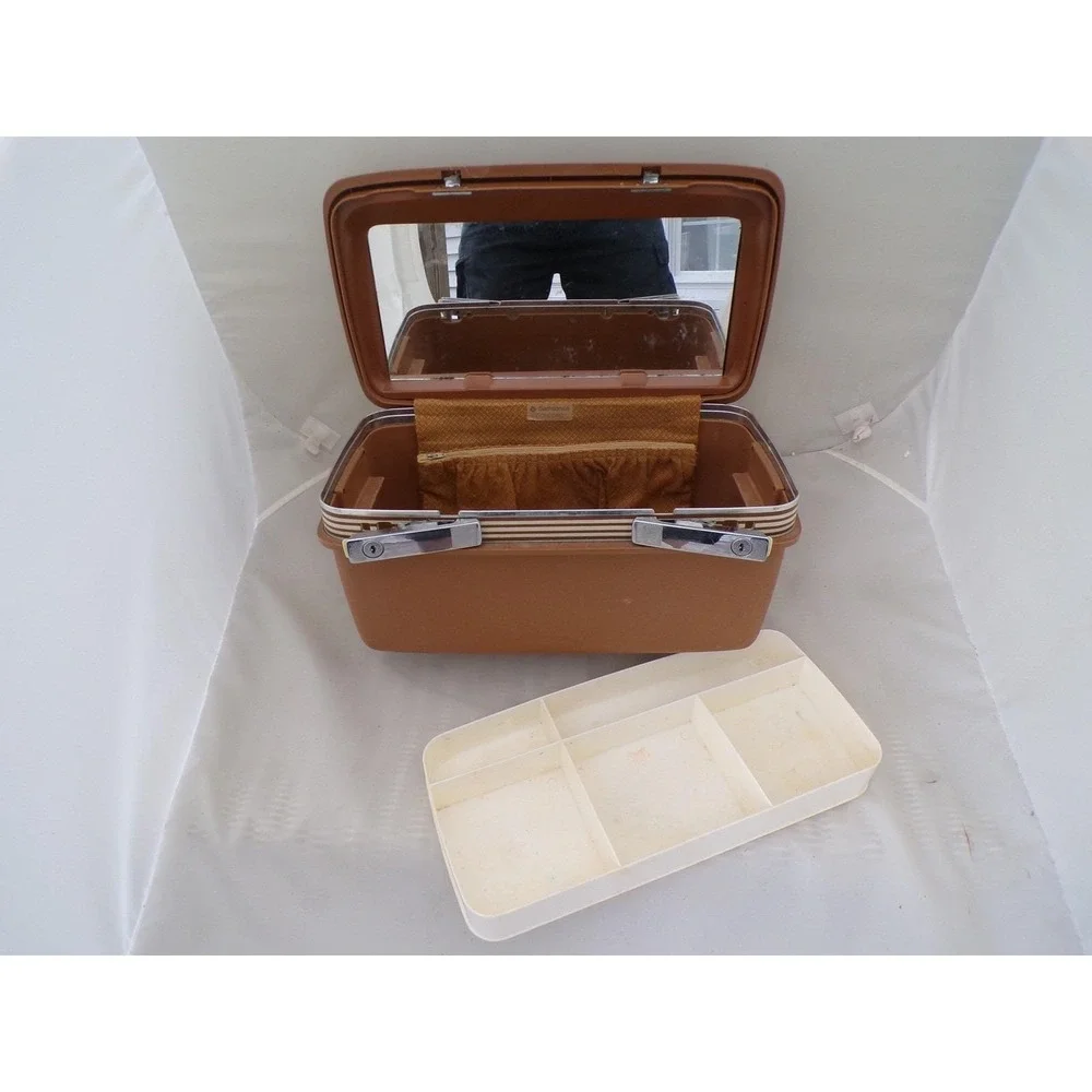 Vintage Samsonite Train Case Cosmetic Suitcase Travel‎ Brown Concorde